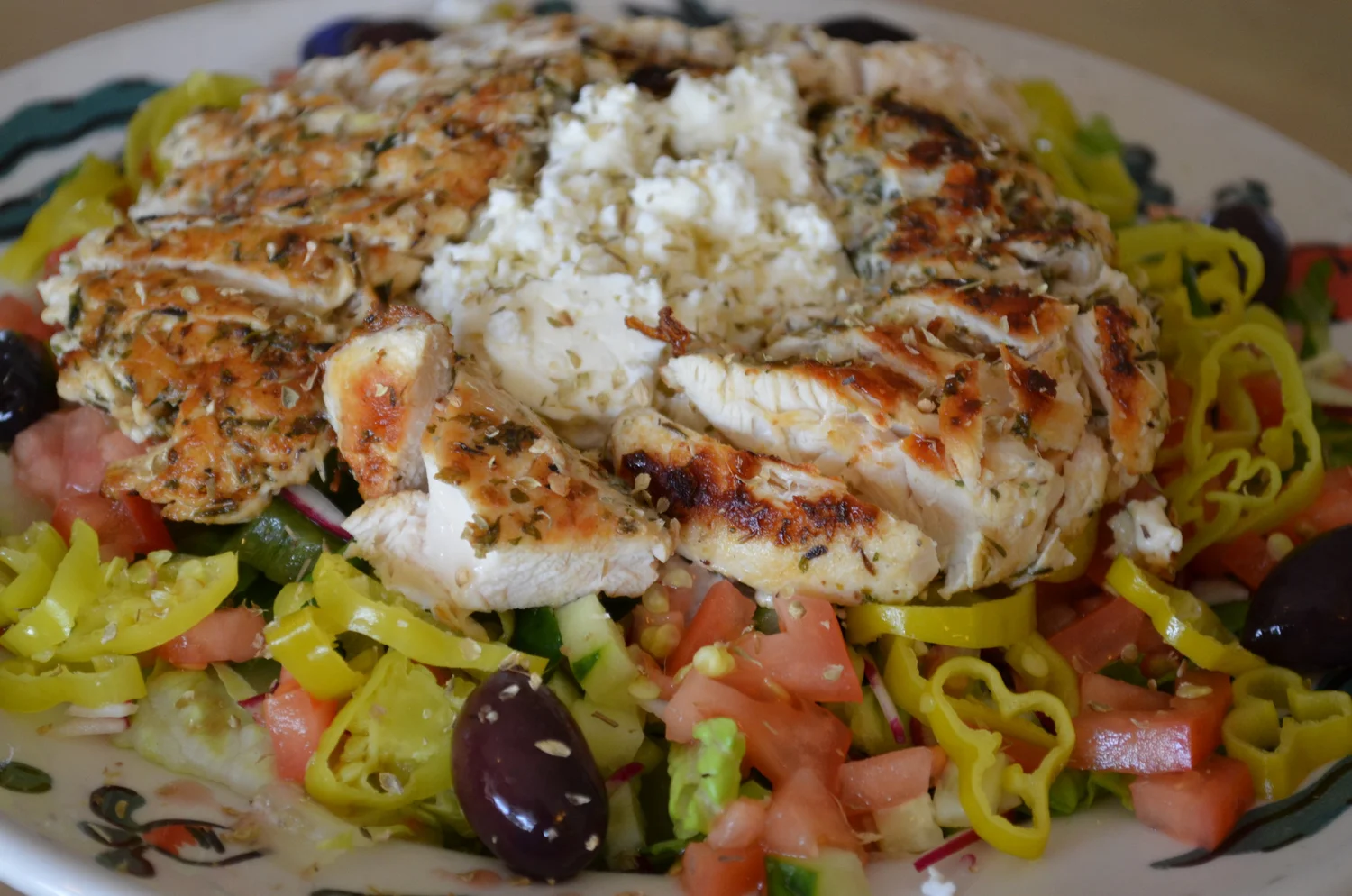 Greek salad with feta and olives